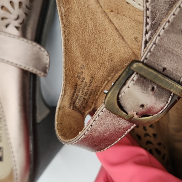 White Mountain Gold Platinum Leather Metallic Peep Toe Mule Shoe Size 9.5 - Picture 9 of 12